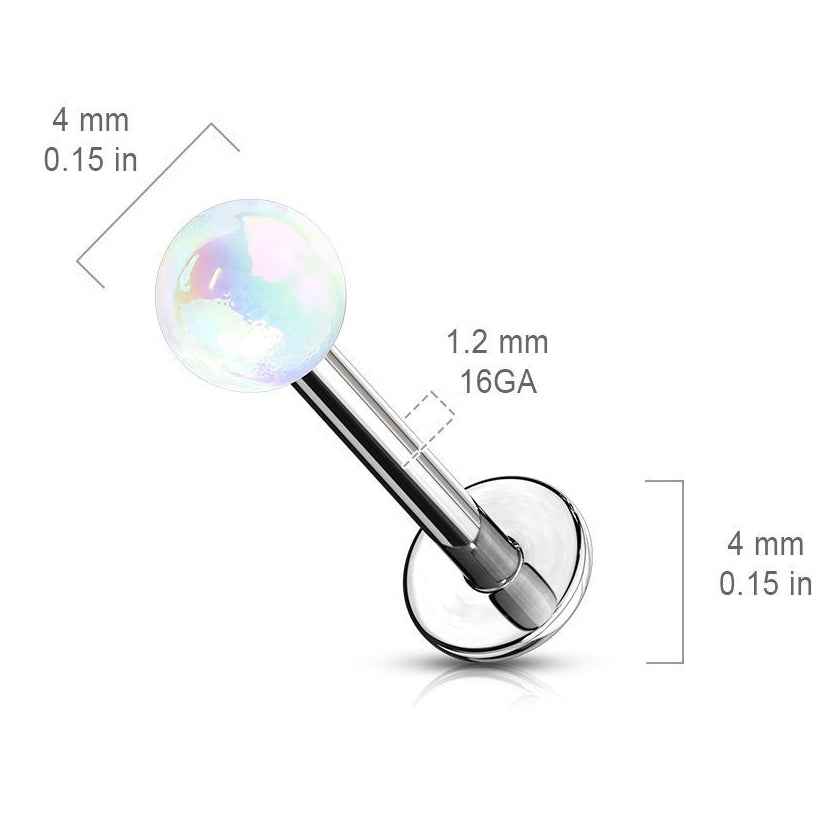 16 Gauge Hypoallergenic Metallic Flat Back Labret Stud