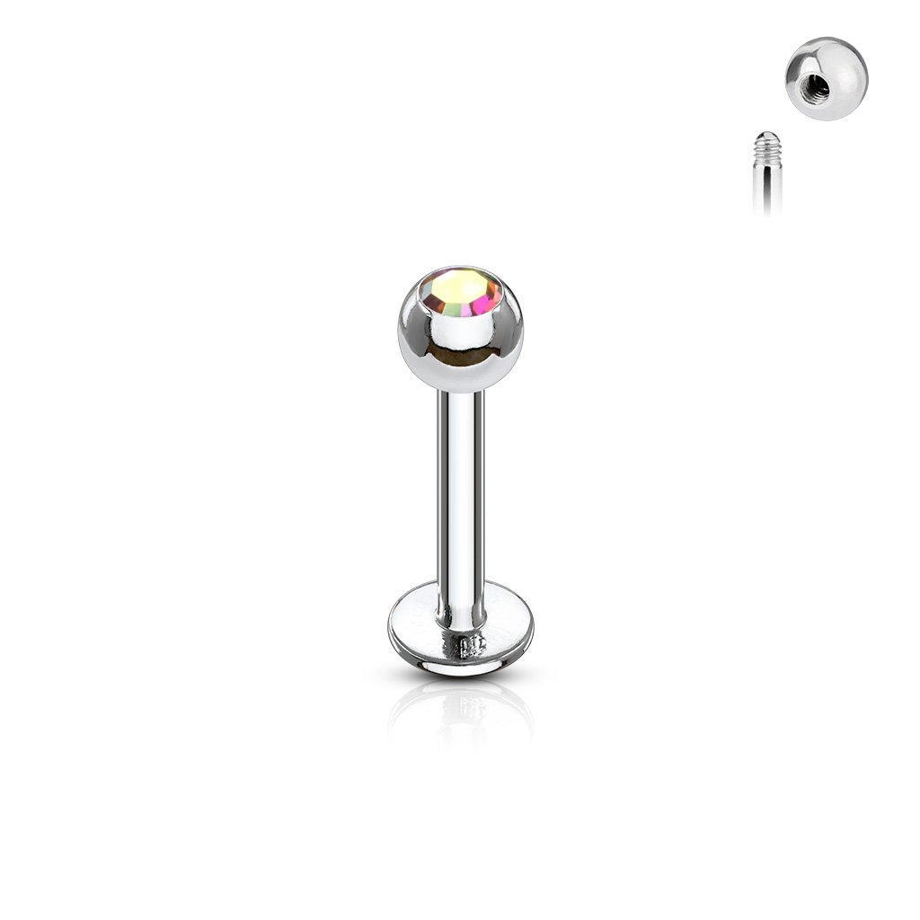 Cherry Diva Flat Back Stud Aurora 16 Gauge Surgical Steel Gemstone Flat Back Stud