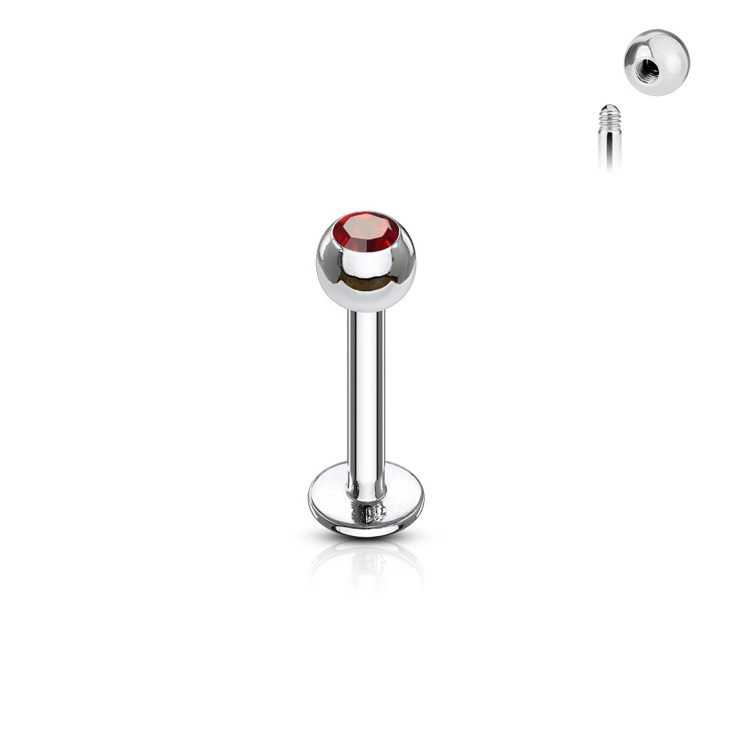 Cherry Diva Flat Back Stud Red 16 Gauge Surgical Steel Gemstone Flat Back Stud
