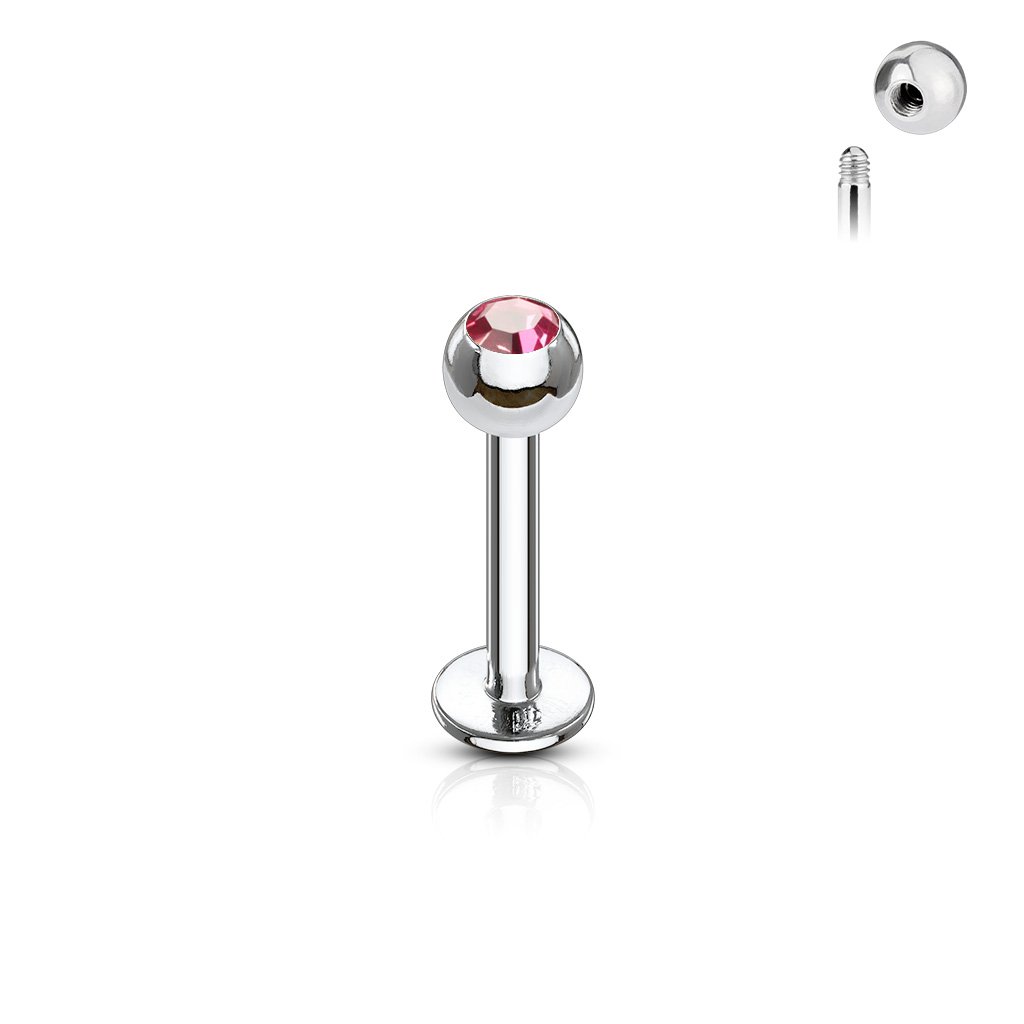 Cherry Diva Flat Back Stud Pink 16 Gauge Surgical Steel Gemstone Flat Back Stud