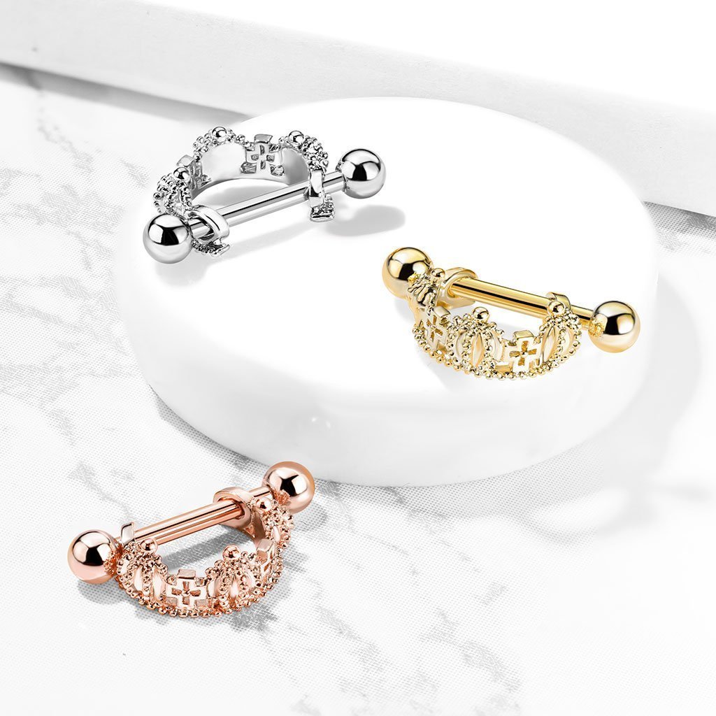 Cherry Diva Helix Cuff 16 Gauge Princess Crown Helix Cuff Barbell