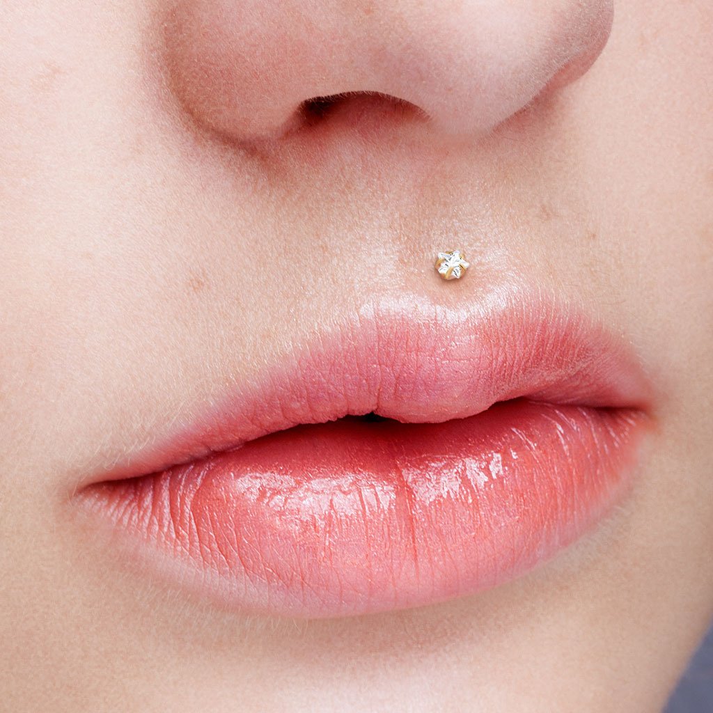 Cherry Diva Stud 16 Gauge Crystal Star Bioflex Stud for Labret, Cartilage & More