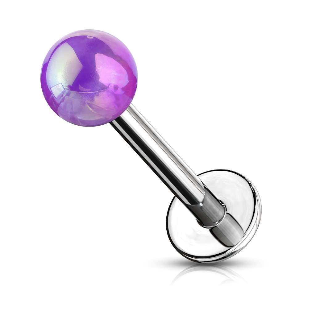 Cherry Diva Flat Back Stud Purple 16 Gauge Metallic Flat Back Labret / Cartilage Stud