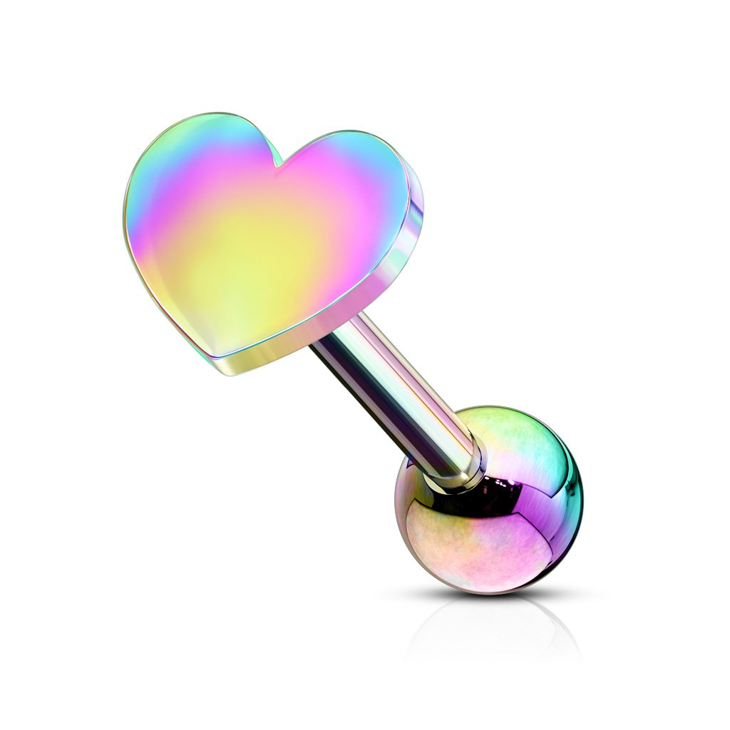 Cherry Diva Stud Rainbow 16 Gauge Flat Heart Top Cartilage Stud