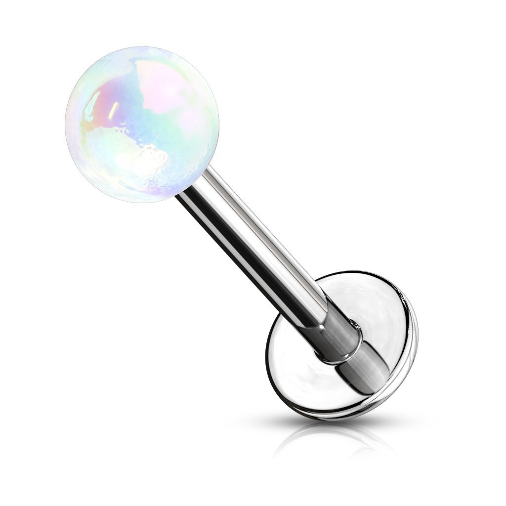 Cherry Diva Flat Back Stud White 16 Gauge Metallic Flat Back Labret / Cartilage Stud