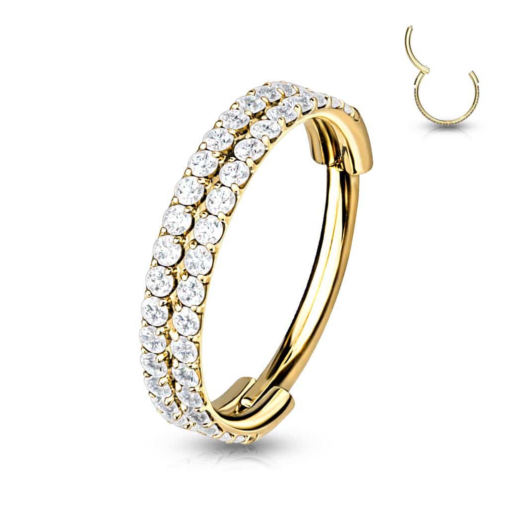 16 Gauge Titanium Double Crystal Lined Hinged Hoop