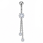 14G Titanium Four Crystal Cascade Belly Bar.