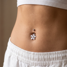 14 Gauge Aurora Flower Belly Button Bar