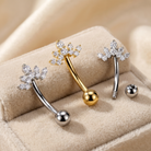 14 Gauge Crystal Cluster Reverse Belly Button Bar