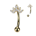 14 Gauge Crystal Cluster Reverse Belly Button Bar