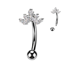 14 Gauge Crystal Cluster Reverse Belly Button Bar