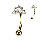14 Gauge Crystal Row Reverse Belly Button Bar
