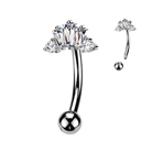 14 Gauge Crystal Row Reverse Belly Button Bar