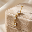 14 Gauge Dangling Crystal Charm Belly Button Bar