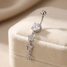 14 Gauge Dangling Crystal Stars Belly Button Bar