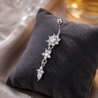 14 Gauge Dangling Triple Crystal Flower Belly Button Bar
