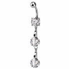 14 Gauge Double Dangling Gemstone Belly Bar