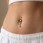 14 Gauge Double Dangling Gemstone Belly Bar