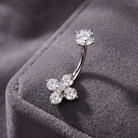 14 Gauge Hypoallergenic Crystal Flower Belly Bar