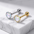 14 Gauge Hypoallergenic Crystal Heart Tongue Bar