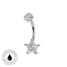 14 Gauge Hypoallergenic Crystal Star Belly Bar