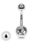 14 Gauge Hypoallergenic Double Crystal Belly Bar