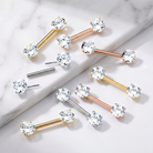 14 Gauge Hypoallergenic Threadless Crystal Nipple Barbell