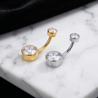 14 Gauge Internally Threaded Titanium Crystal Belly Button Bar