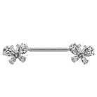 14 Gauge Threadless Crystal Butterfly Nipple Barbell