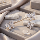 14 Gauge Threadless Crystal Butterfly Nipple Barbell