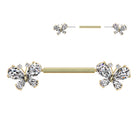 14 Gauge Threadless Crystal Butterfly Nipple Barbell