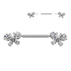 14 Gauge Threadless Crystal Butterfly Nipple Barbell