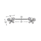 14 Gauge Threadless Crystal Butterfly Nipple Barbell