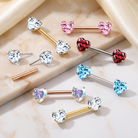 14 Gauge Threadless Crystal Heart Nipple Barbell