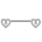 14 Gauge Threadless Crystal Heart Nipple Barbell