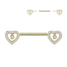 14 Gauge Threadless Crystal Heart Nipple Barbell