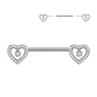 14 Gauge Threadless Crystal Heart Nipple Barbell