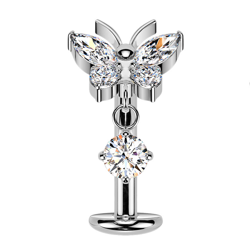14 Gauge Threadless Titanium Butterfly Floating Belly Button Bar