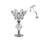 14 Gauge Threadless Titanium Butterfly Floating Belly Button Bar