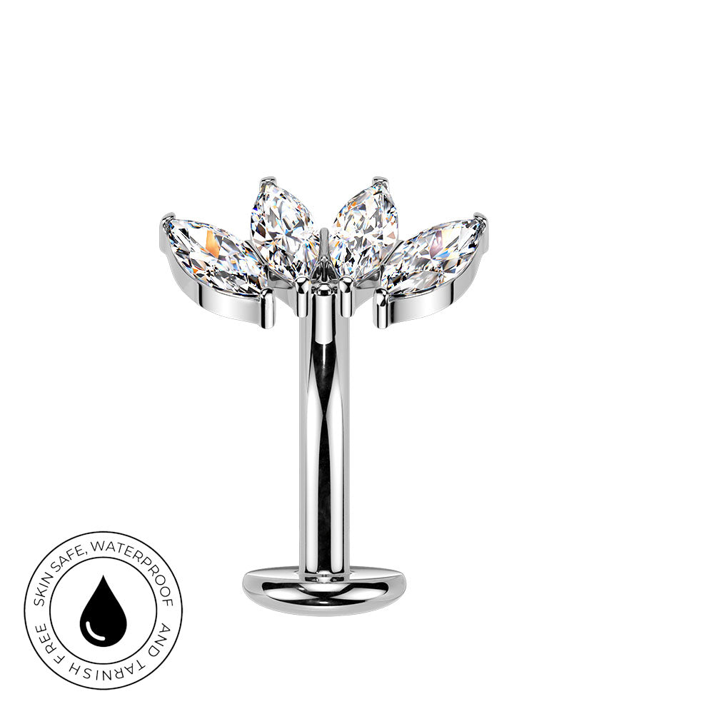 14 Gauge Threadless Titanium Crystal Belly Floating Button Bar