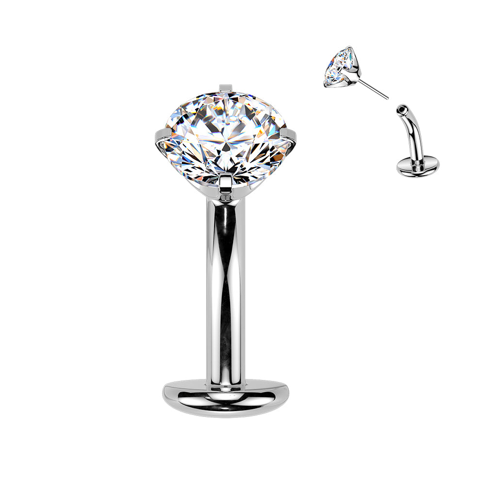 14 Gauge Threadless Titanium Crystal Floating Belly Button Bar