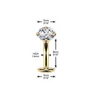 14 Gauge Threadless Titanium Crystal Floating Belly Button Bar