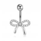 14 Gauge Titanium Crystal Bow Belly Button Bar