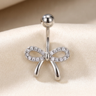 14 Gauge Titanium Crystal Bow Belly Button Bar