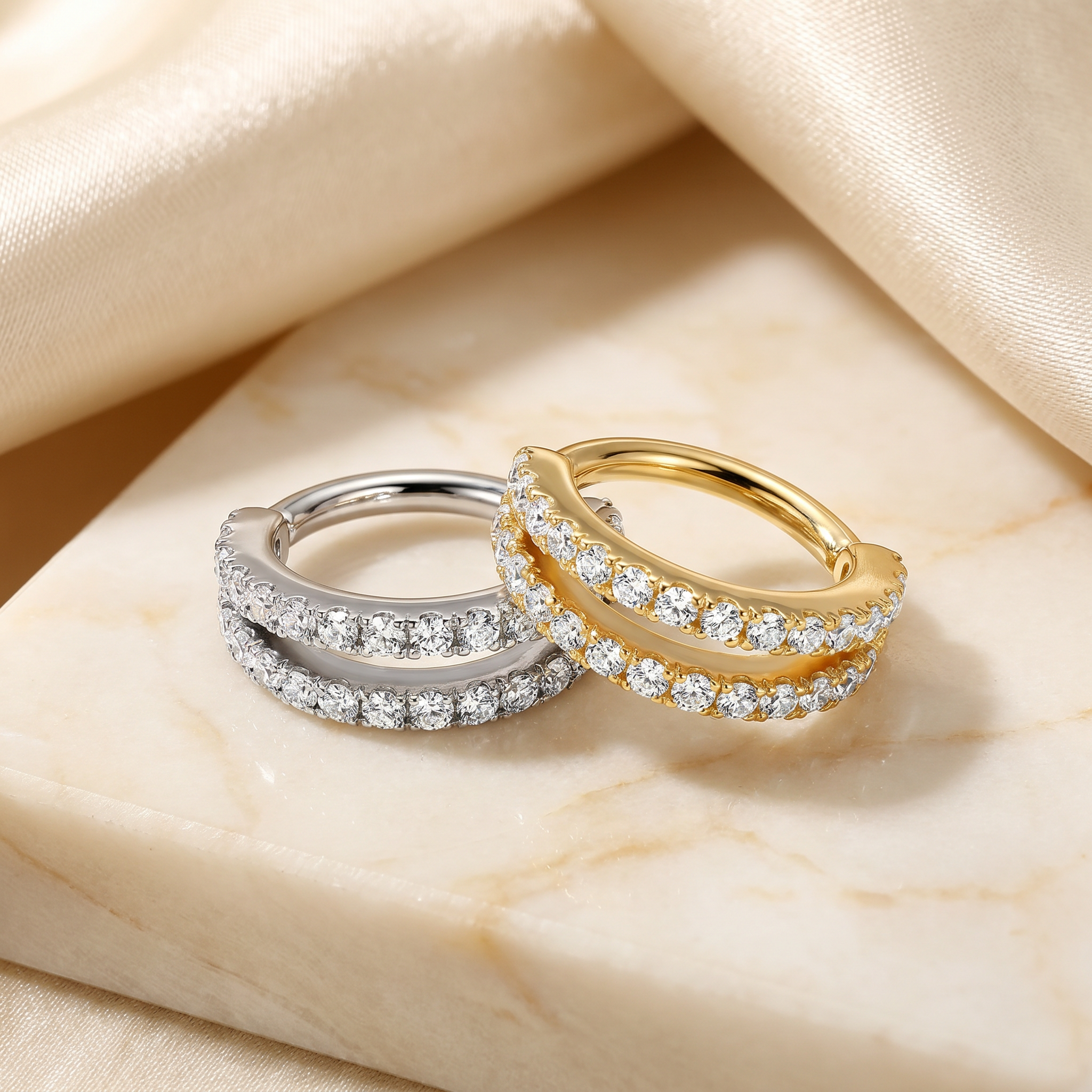 16 Gauge Brass Double Crystal Bendable Hoop Ring