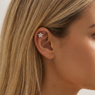 16 Gauge Flat Back Internally Threaded Crystal Flower Stud