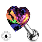 16 Gauge Hypoallergenic Crystal Heart Cartilage Stud