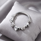 16 Gauge Hypoallergenic Crystal Hearts Hinged Hoop Ring