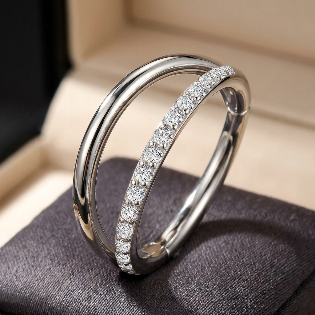16 Gauge Hypoallergenic Crystal Row Hinged Hoop
