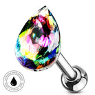 16 Gauge Hypoallergenic Crystal Teardrop Cartilage Stud